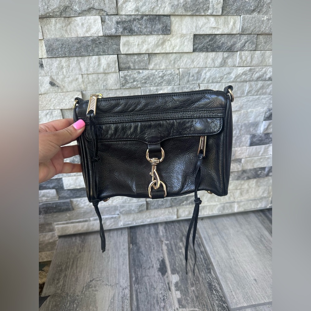 Rebecca Minkoff MAC Leather Black and Gold Handbag ONLY - Picture 6 of 17